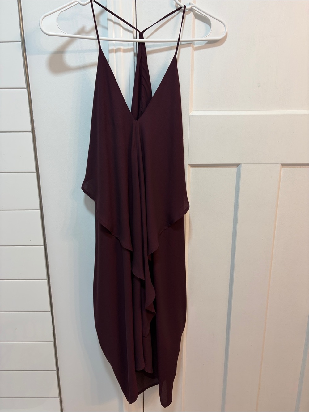 Lush Plum Ruffle-Front Midi Slip Dress - Size S